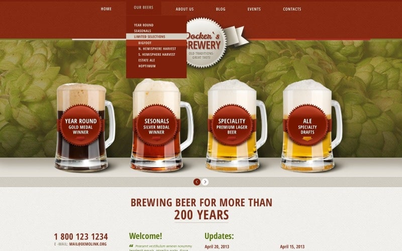 Modello WordPress gratuito per birra premium