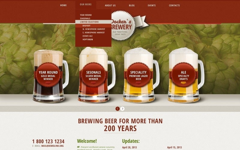 Plantilla WordPress de Cerveza Premium Gratis