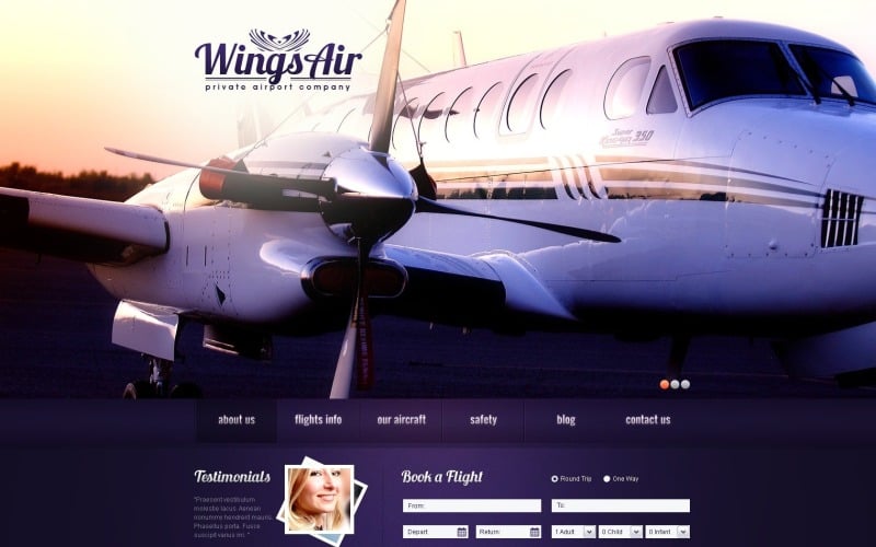 Plantilla WordPress gratuita para aerolíneas privadas