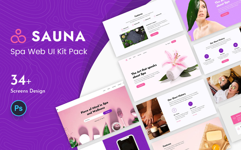 Sauna Ein attraktives Spa-Web-UI-Kit