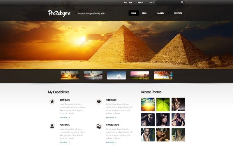 Tema WordPress gratuito para portafolio de fotógrafos - Photosbyme