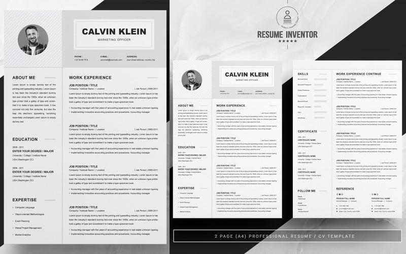 Calvin Klein / Plantilla de currículum