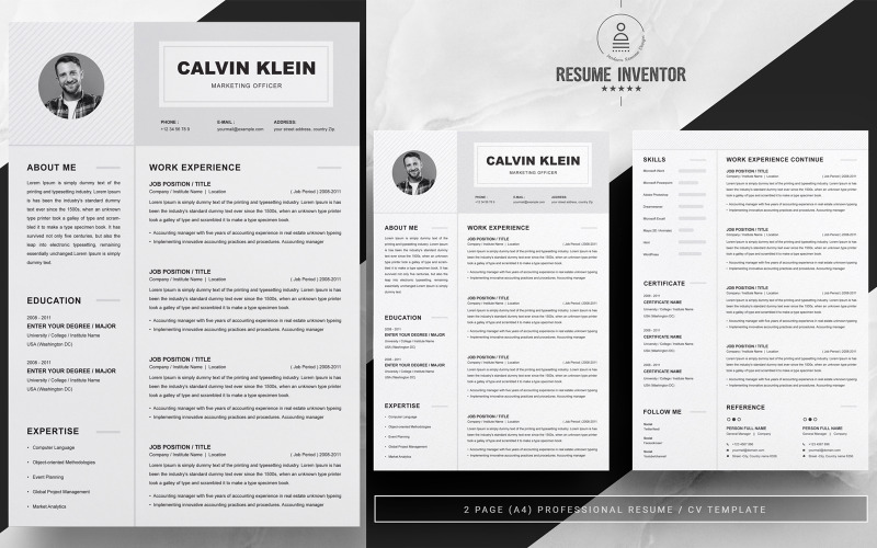 Calvin Klein / Шаблон резюме