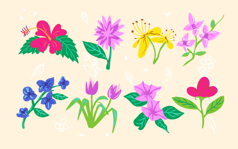 Concepto de diseño de conjunto de ilustración de vector de flores