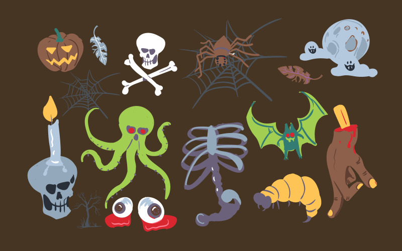 Design de conjunto de ilustração de Doodles assustadores