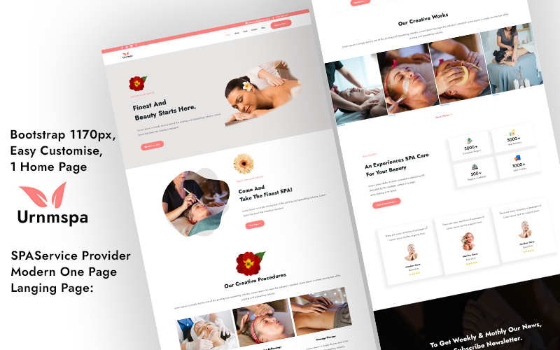 Urnmspa - поставщик услуг SPA Одностраничная адаптивная современная целевая страница
