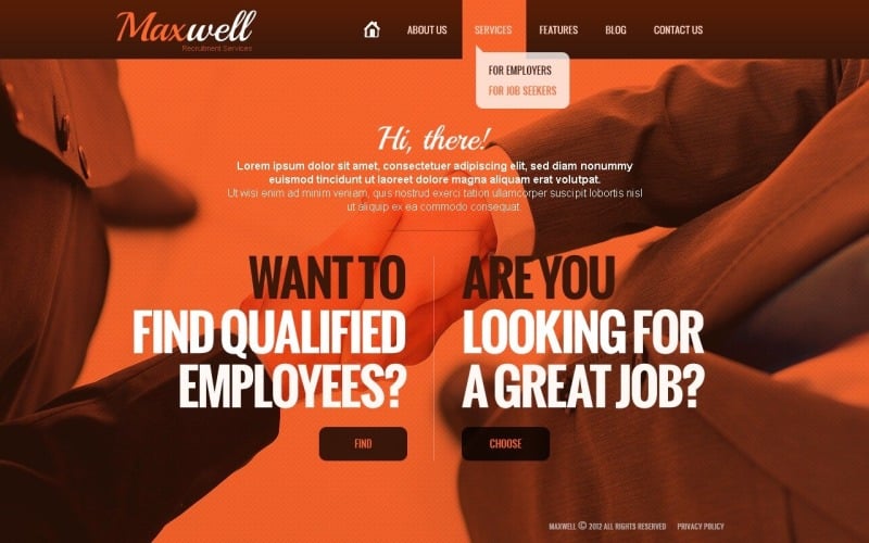 Free Red Employment Agency WordPress Template