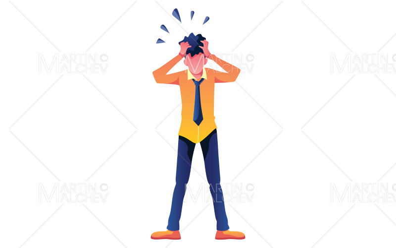 Hombre sorprendido en la ilustración de Vector blanco