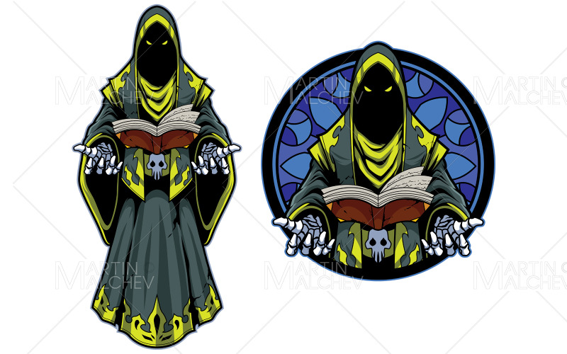 Ilustração em vetor mascote de jogo Necromancer