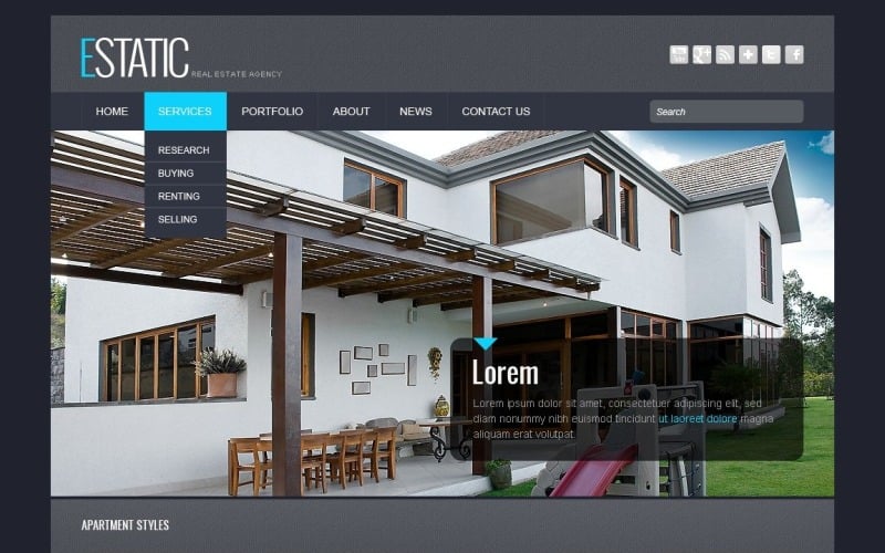 Layout gratuito e moderno de WordPress para imóveis