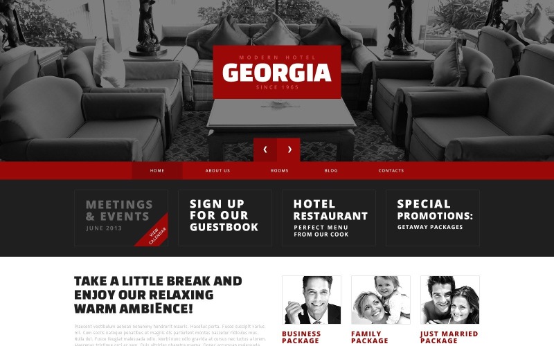 Zdarma design WordPress s červeným kontrastem