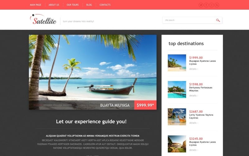 Бесплатный дизайн сайта туристического агентства на WordPress