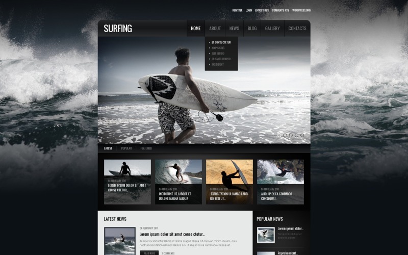 Conception WordPress de surf responsive gratuite