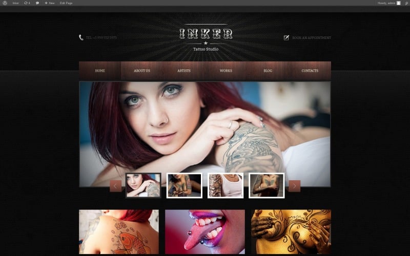 Conception WordPress responsive de salon de tatouage gratuit