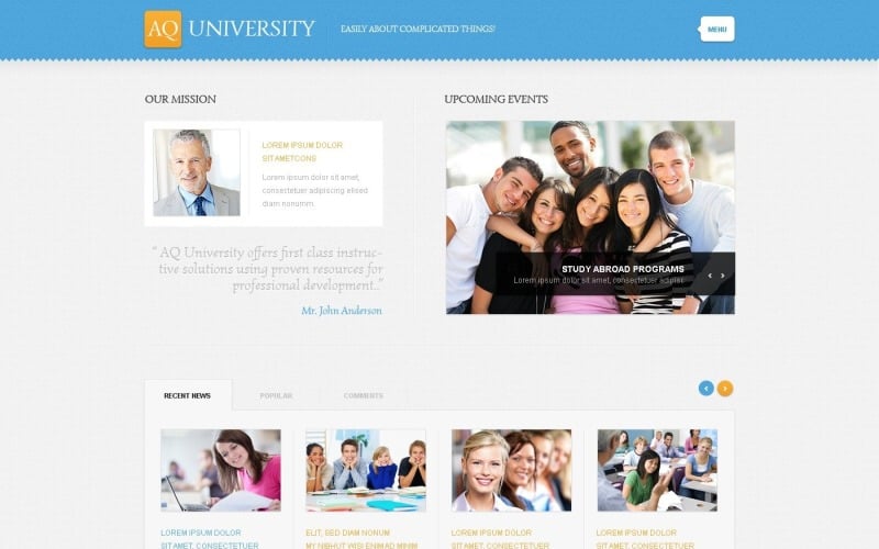 Diseño web universitario receptivo gratuito para WordPress