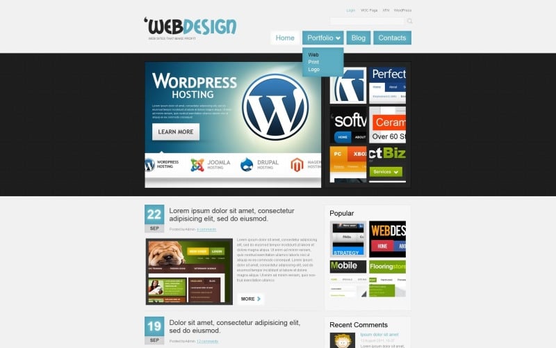 Free Dark Web Design WordPress Theme