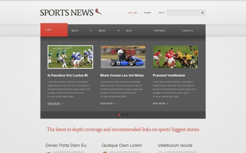 Free Grey Sports News WordPress Theme