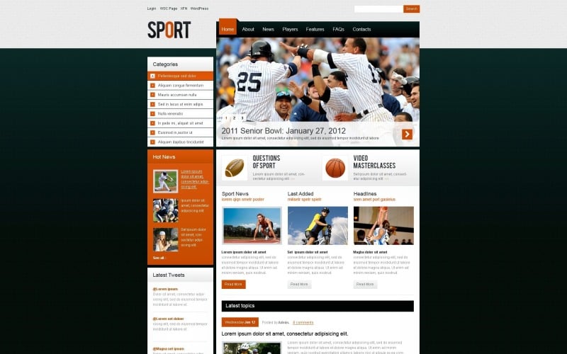 Free Modern Sport WordPress Design