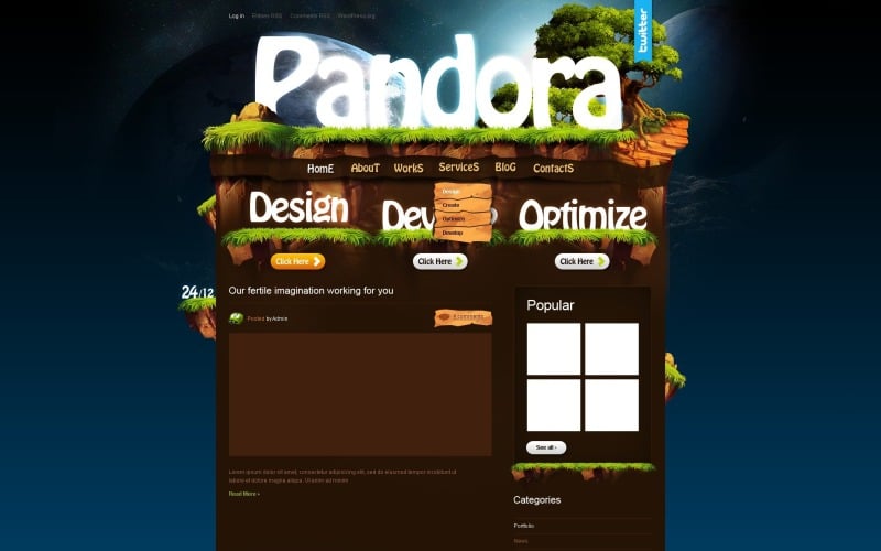 Free Web Design WordPress Theme - Pandora
