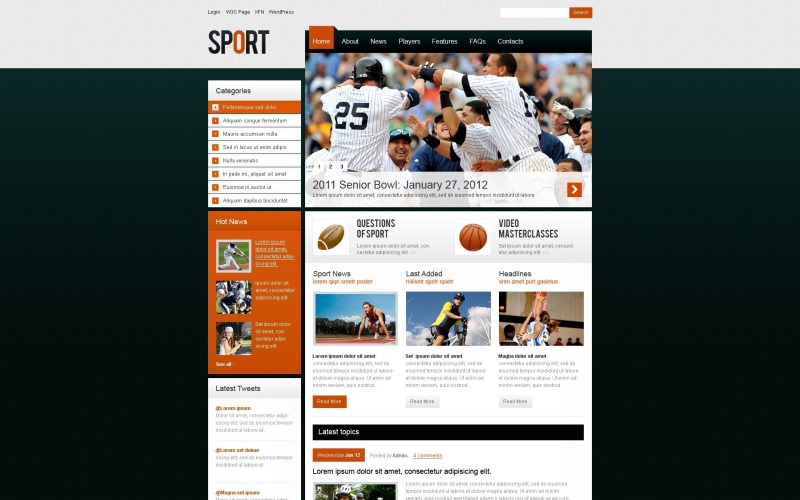 Gratis modern sport WordPress-ontwerp