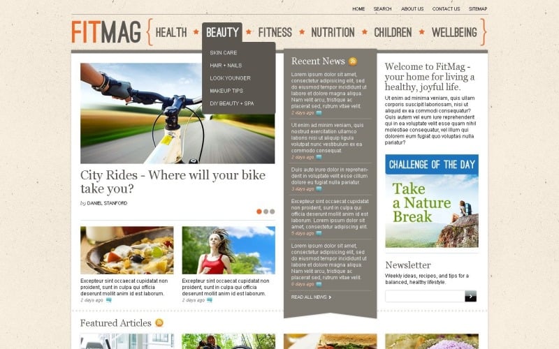 Ingyenes Bright Sports News WordPress téma