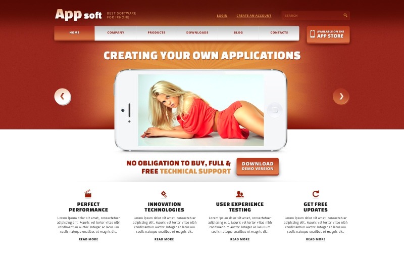 Layout de loja de software de smartphone grátis para WordPress
