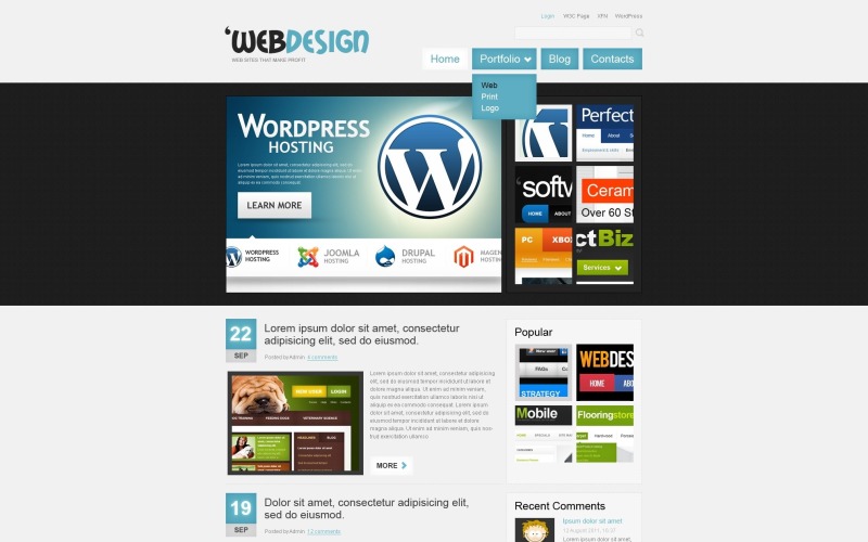 Tema WordPress gratuito per Dark Web Design