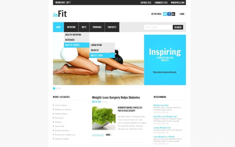 Diseño gratuito de WordPress para bajar de peso con estilo