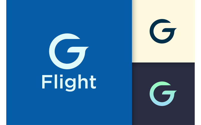 Eenvoudig vliegtuiglogo met letter G-vorm