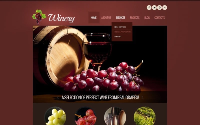Free Burgundy Winery WordPress Theme