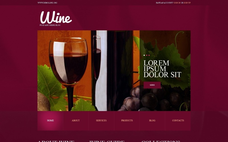 Modello WordPress gratuito per il vino