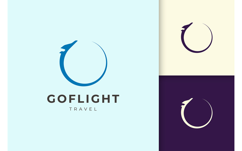Logo di viaggio o aereo in forma semplice