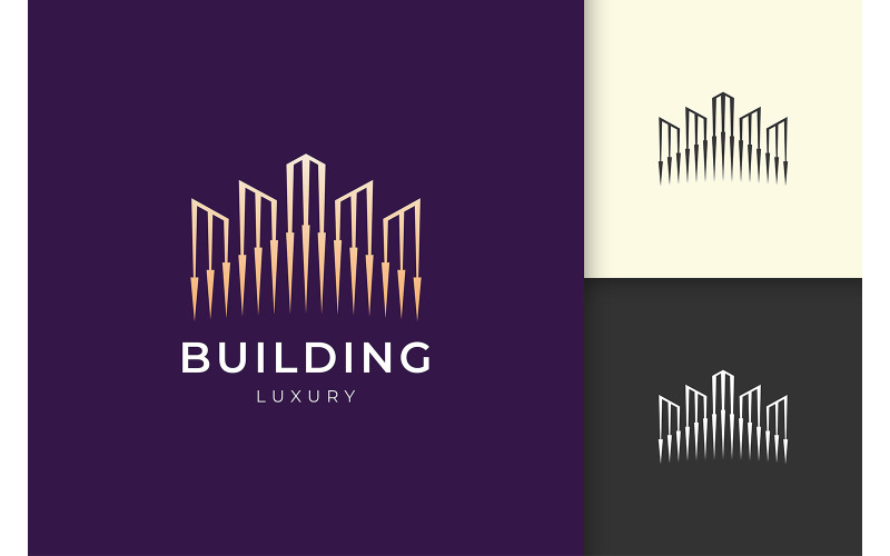 Modèle de logo de bâtiment ou d'hôtel de propriété