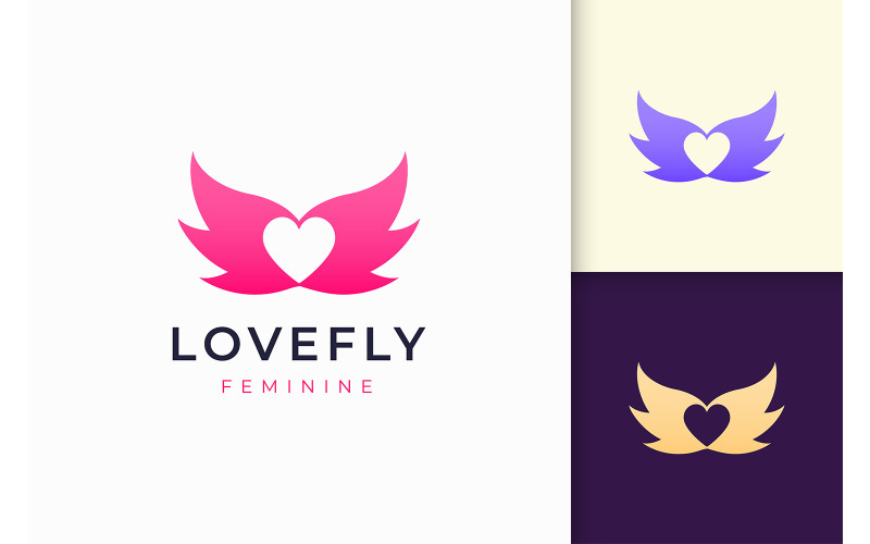 Simple love and wing logo template