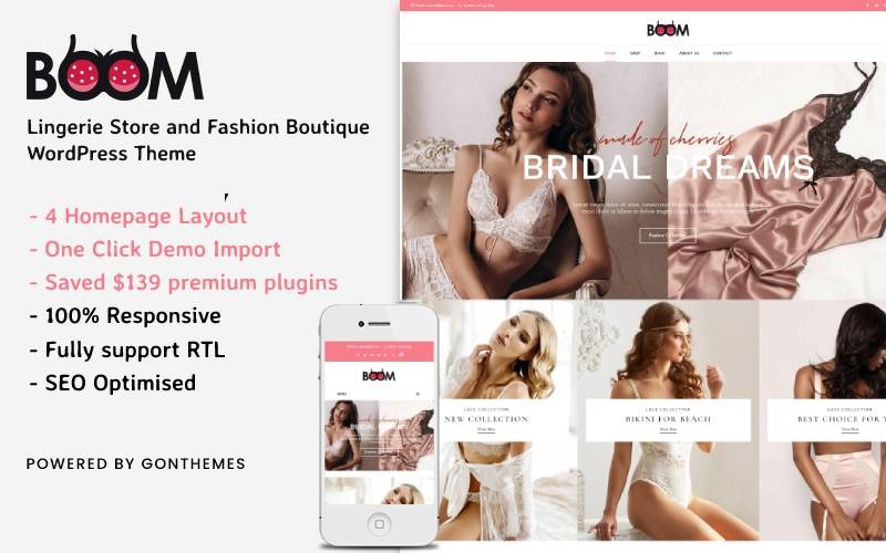 Boom - Tema WooCommerce Loja de Lingerie e Boutique de Moda