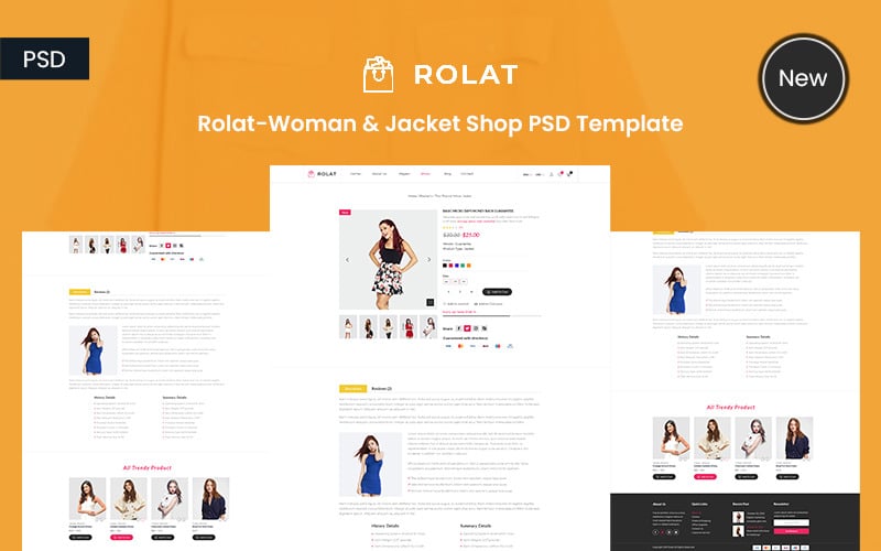Rolat - 女人和夹克店 PSD 模板。