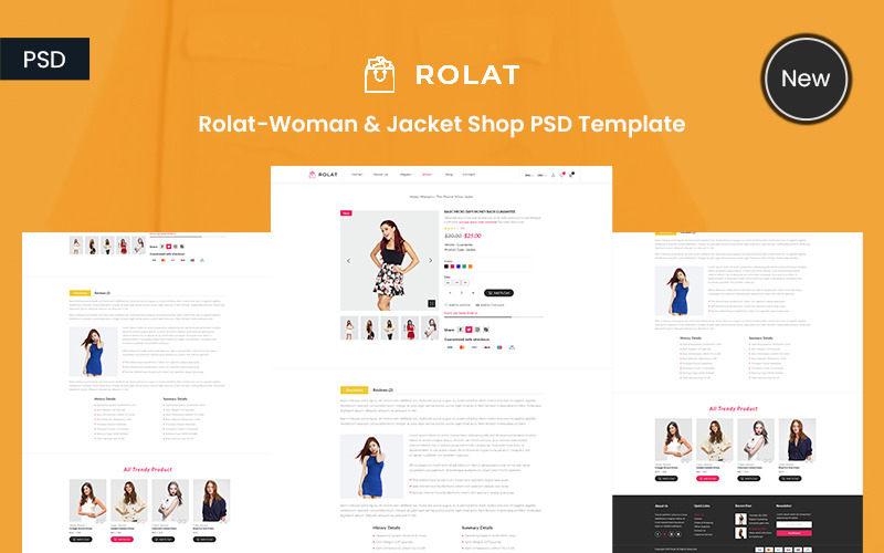 Rolat - Woman & Jacket Shop PSD Template.