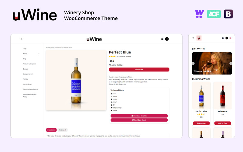 UWINE - Тема WooCommerce для винодельни