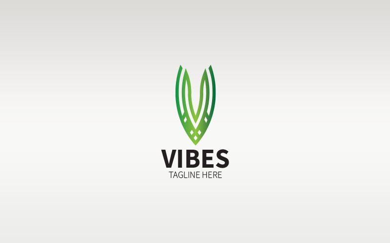 V Letter Vibes Logo Design Template