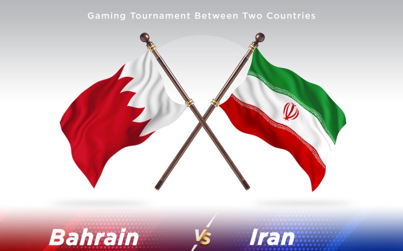 Bahrain kontra Iran två flaggor