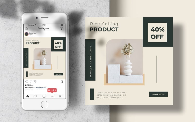 Banner modello di post Instagram per mobili di prodotti più venduti