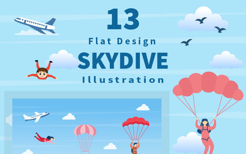 13 Diseño plano al aire libre de paracaidismo
