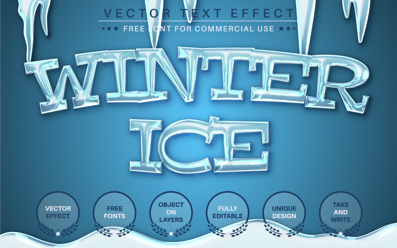 Winter Ice - Bewerkbaar teksteffect, letterstijl, grafische illustratie