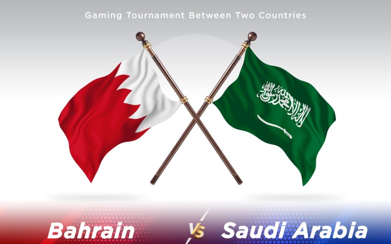 Bahrain kontra Saudiarabien två flaggor