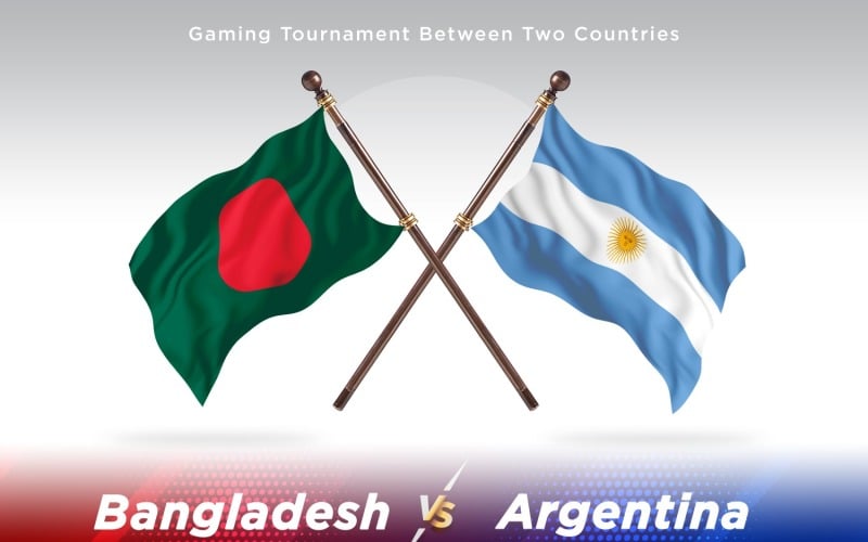 Bangladéš versus Argentina dvě vlajky