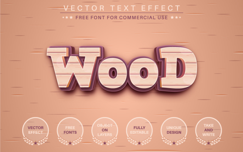 Wood -  Editable Text Effect, Font Style, Graphics Illustration
