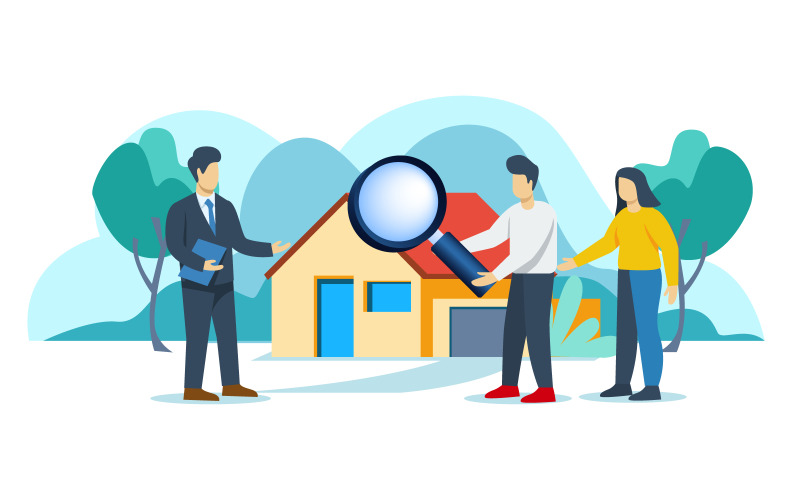 Concepto de ilustración de negocio de compra de casa