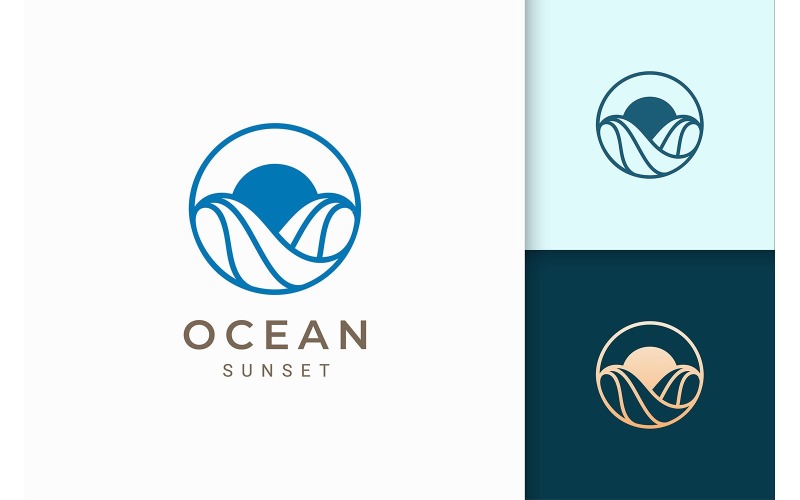 Güneş Logo şablonu ile Okyanus Dalgası
