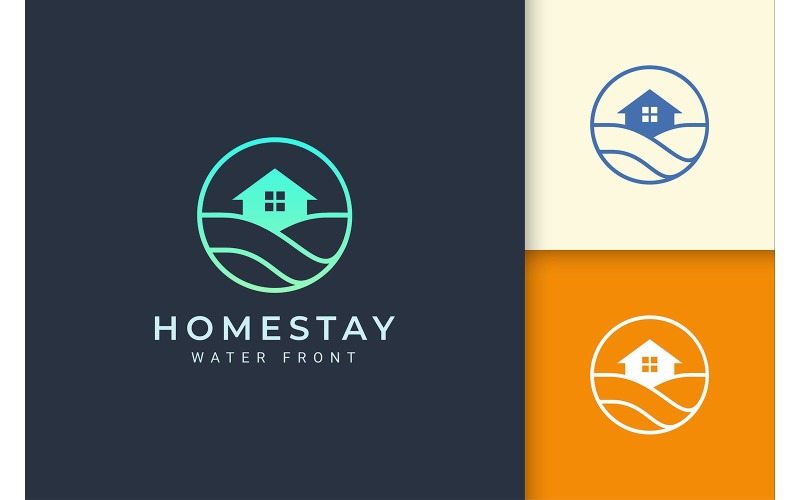 Logotipo de resort de praia ou imobiliário