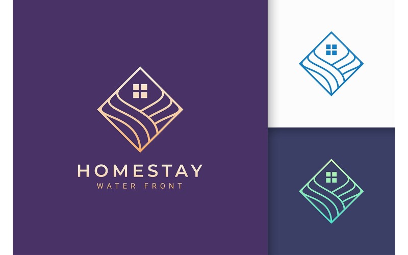 Logotipo do resort em Rhombus e Ocean Wave